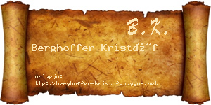 Berghoffer Kristóf névjegykártya